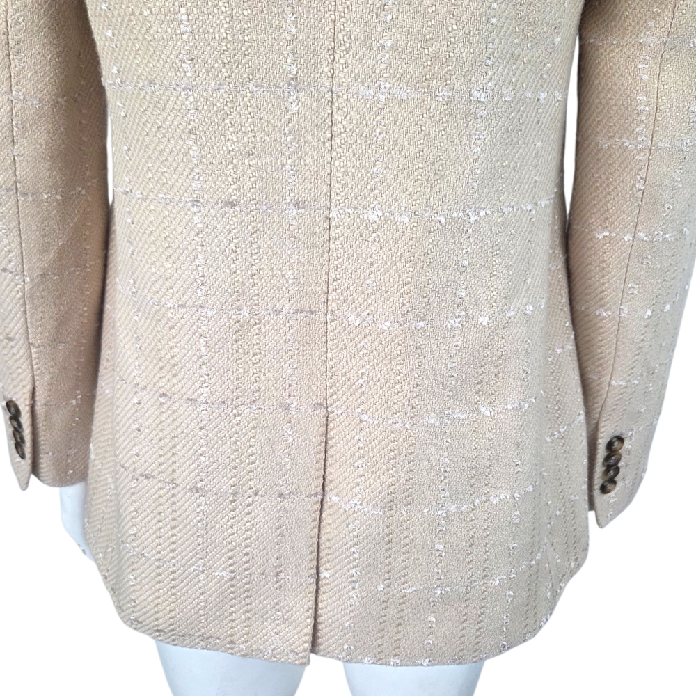 Ann Taylor Tweed Blazer Suit Jacket NEW Double Breasted Womens 4 Beige Tan - Picture 8 of 14
